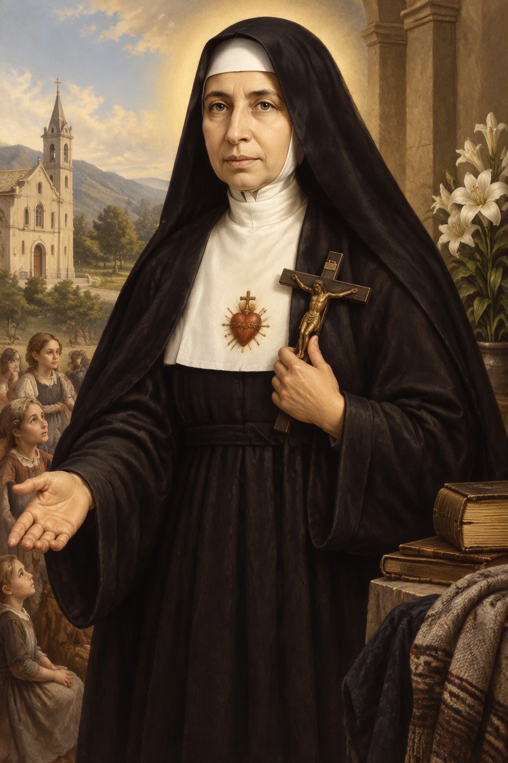 Representação de Santa Paulina do Coração Agonizante de Jesus — imagem criada por IA pela Equipe Flamma Cordis