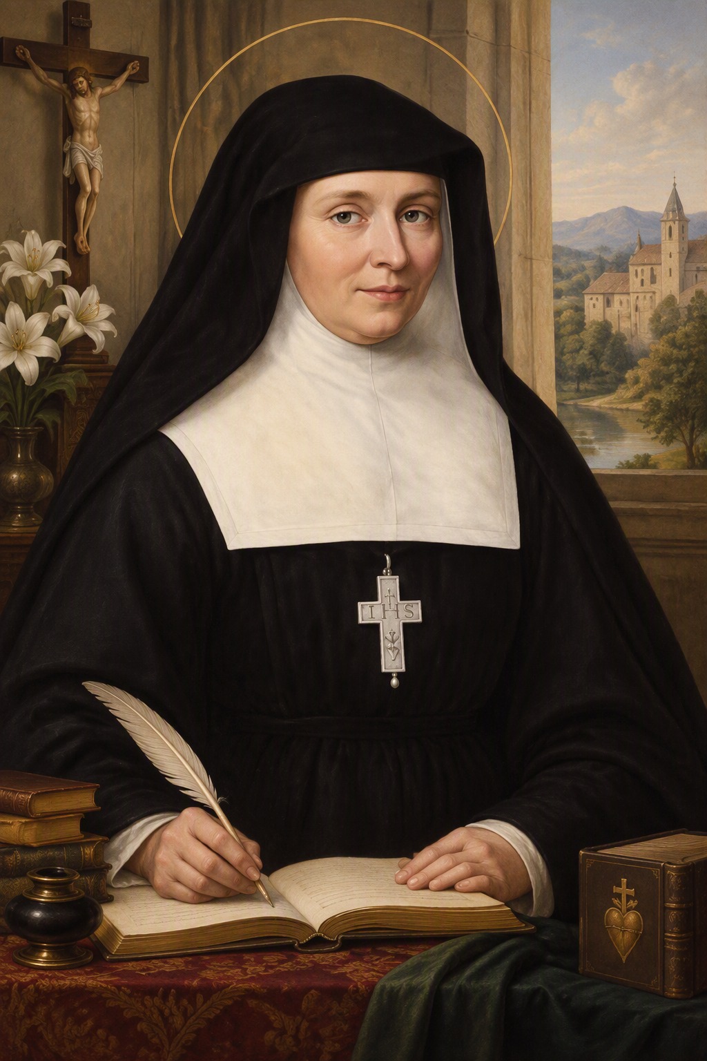 Representação de Santa Joana Francisca de Chantal — imagem criada por IA pela Equipe Flamma Cordis