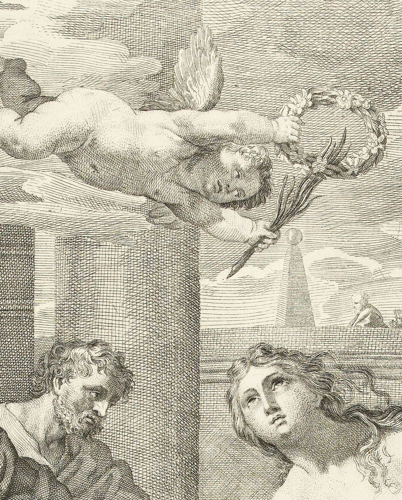 Representação de Santa Bibiana — Robert van Audenaerd, segundo pintura de Pietro da Cortona (gravura, Roma, c. 1685–1691) · foto: Rijksmuseum (CC0) · recorte nosso